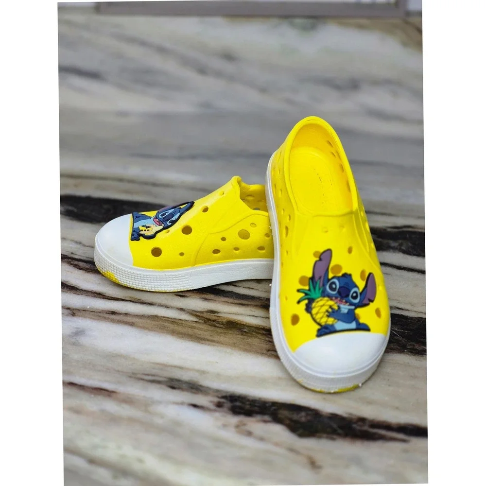 Disney Stitch Yellow EVA Foam Slip On Water Shoes Clogs Kids Size 11 Lilo Stitch